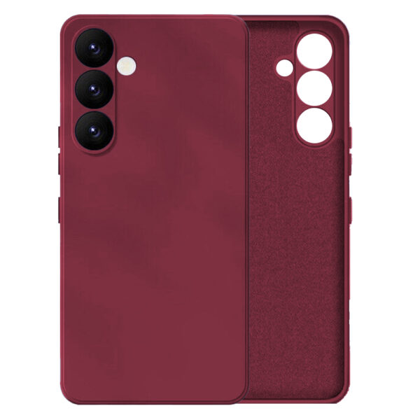 Husa protectie, interior de catifea, compatibila cu Samsung Galaxy S24, FONIX BloomShield, silicon, margini ridicate, slim, Burgundy