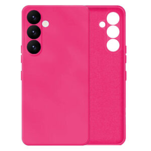 Husa protectie, interior de catifea, compatibila cu Samsung Galaxy S24, FONIX BloomShield, silicon, margini ridicate, slim, Roz neon