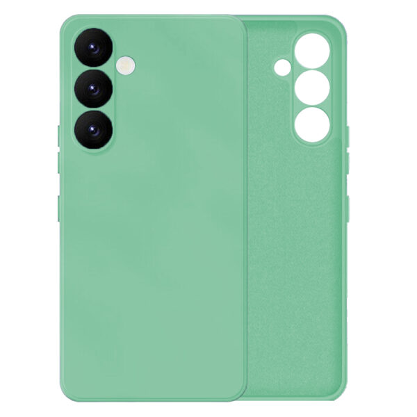 Husa protectie, interior de catifea, compatibila cu Samsung Galaxy S24, FONIX BloomShield, silicon, margini ridicate, slim, Verde deschis