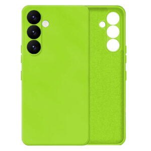 Husa protectie, interior de catifea, compatibila cu Samsung Galaxy S24, FONIX BloomShield, silicon, margini ridicate, slim, Verde neon