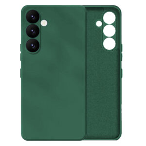 Husa protectie, interior de catifea, compatibila cu Samsung Galaxy S24 Plus, FONIX BloomShield, silicon, margini ridicate, slim, Verde inchis