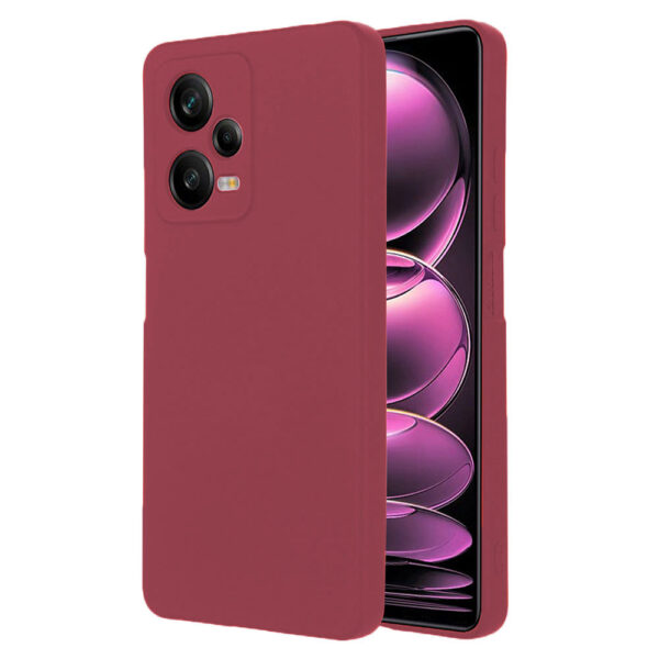 Husa protectie, interior de catifea, compatibila cu Xiaomi Redmi Note 12 Pro 5G / Poco X5 Pro, FONIX BloomShield, silicon, margini ridicate, slim, Visiniu