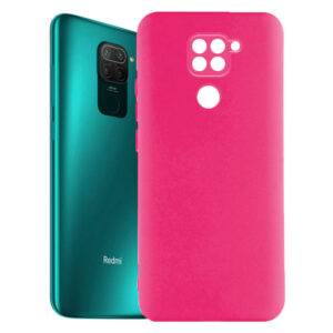 Husa protectie, interior de catifea, compatibila cu Xiaomi Redmi Note 9, FONIX BloomShield, silicon, margini ridicate, slim, Roz neon