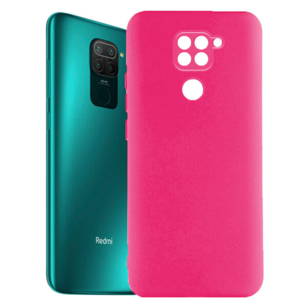 Husa protectie, interior de catifea, compatibila cu Xiaomi Redmi Note 9, FONIX BloomShield, silicon, margini ridicate, slim, Roz neon