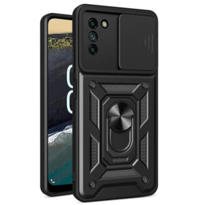 Husa telefon, compatibila cu Nokia G22, Rugged Shield LensProtect, Anti-soc, Capac glisant pentru camere, Protectie lentile, Acoperire completa, Inel de prindere, Magnet, Negru