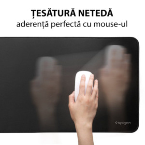 Mousepad material textil, Spigen Regnum, Anti-alunecare, Design ergonomic, Culoare, Negru