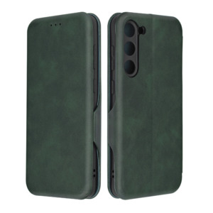 Husa Power Magnet compatibila cu Samsung Galaxy S23 Plus, Interior catifea, Exterior piele, Tip carte, Suport card, Protectie camere, Inchidere magnetica, Verde Inchis