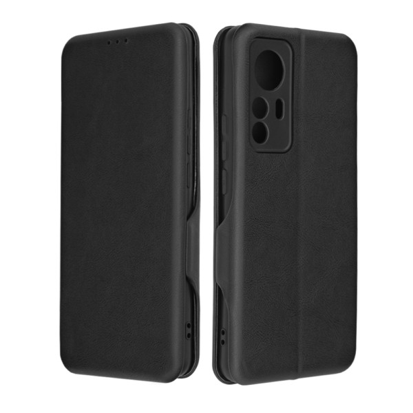 Husa Power Magnet compatibila cu Xiaomi 12T / 12T Pro, Interior catifea, Exterior piele, Tip carte, Suport card, Protectie camere, Inchidere magnetica, Negru