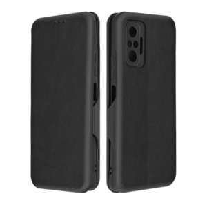 Husa Power Magnet compatibila cu Xiaomi Redmi Note 10 Pro / Note 10 Pro Max, Interior catifea, Exterior piele, Tip carte, Suport card, Protectie camere, Inchidere magnetica, Negru