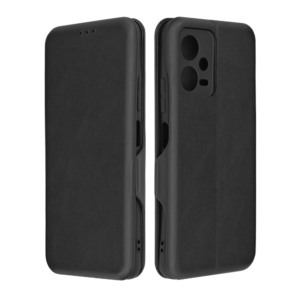 Husa Power Magnet compatibila cu Xiaomi Redmi Note 12 5G / Poco X5, Interior catifea, Exterior piele, Tip carte, Suport card, Protectie camere, Inchidere magnetica, Negru