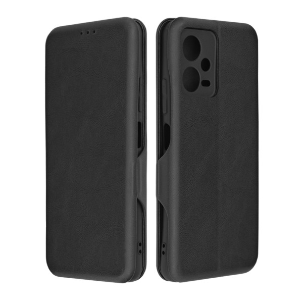 Husa Power Magnet compatibila cu Xiaomi Redmi Note 12 5G / Poco X5, Interior catifea, Exterior piele, Tip carte, Suport card, Protectie camere, Inchidere magnetica, Negru