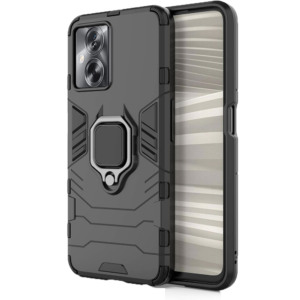 Husa COMANDO Armor Ring compatibila cu Oppo A79 5G, Tactical Defense Protect, Hybrid Antishock, Placuta metalica integrata pentru prindere suport auto, Inel rotativ 360 grade, PVC si PC, Negru