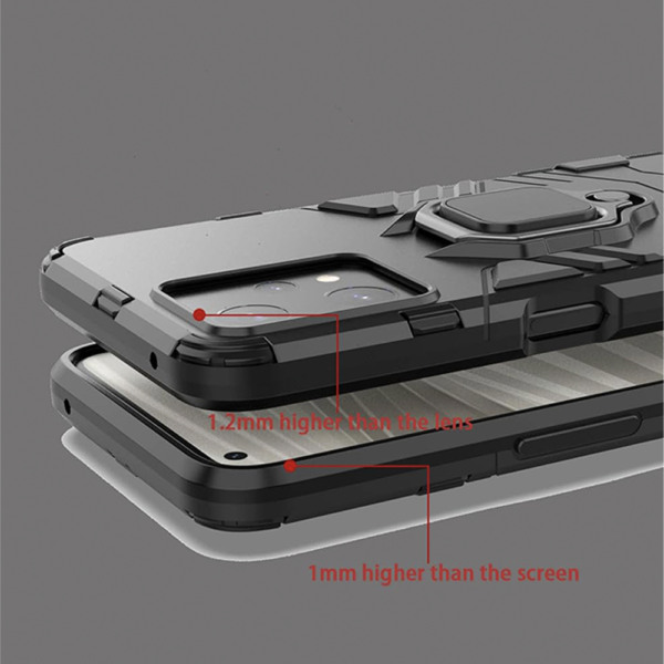 Husa COMANDO Armor Ring compatibila cu Oppo A79 5G, Tactical Defense Protect, Hybrid Antishock, Placuta metalica integrata pentru prindere suport auto, Inel rotativ 360 grade, PVC si PC, Negru