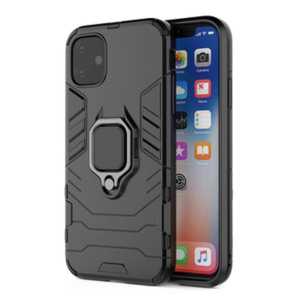 Husa COMANDO Armor Ring compatibila cu Samsung Galaxy A05, Tactical Defense Protect, Hybrid Antishock, Placuta metalica integrata pentru prindere suport auto, Inel rotativ 360 grade, PVC si PC, Negru