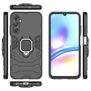 Husa COMANDO Armor Ring compatibila cu Samsung Galaxy A05s, Tactical Defense Protect, Hybrid Antishock, Placuta metalica integrata pentru prindere suport auto, Inel rotativ 360 grade, PVC si PC, Negru