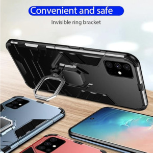 Husa COMANDO Armor Ring compatibila cu Samsung Galaxy A25, Tactical Defense Protect, Hybrid Antishock, Placuta metalica integrata pentru prindere suport auto, Inel rotativ 360 grade, PVC si PC, Negru