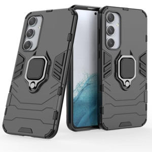 Husa COMANDO Armor Ring compatibila cu Samsung Galaxy A35, Tactical Defense Protect, Hybrid Antishock, Placuta metalica integrata pentru prindere suport auto, Inel rotativ 360 grade, PVC si PC, Negru