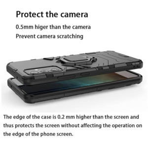 Husa COMANDO Armor Ring compatibila cu Samsung Galaxy A55, Tactical Defense Protect, Hybrid Antishock, Placuta metalica integrata pentru prindere suport auto, Inel rotativ 360 grade, PVC si PC, Negru