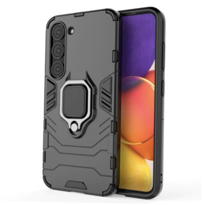 Husa COMANDO Armor Ring compatibila cu Samsung Galaxy S24, Tactical Defense Protect, Hybrid Antishock, Placuta metalica integrata pentru prindere suport auto, Inel rotativ 360 grade, PVC si PC, Negru