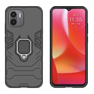 Husa COMANDO Armor Ring compatibila cu Xiaomi Redmi A2 Plus / A2 +, Tactical Defense Protect, Hybrid Antishock, Placuta metalica integrata pentru prindere suport auto, Inel rotativ 360 grade, PVC si PC, Negru