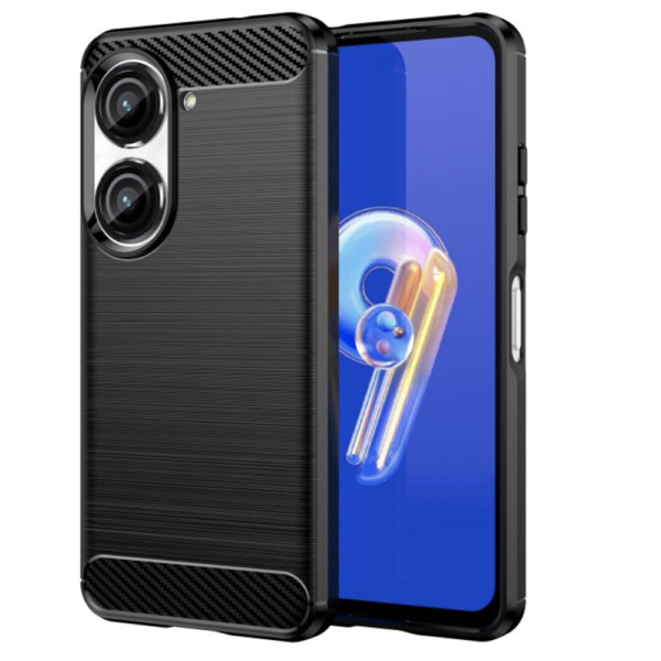 Husa Supreme Carbon compatibila cu Asus Zenfone 9, Protectie precisa, Design canelat, Margini ranforsate, Anti-amprente, Negru