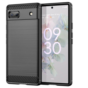 Husa Supreme Carbon compatibila cu Google Pixel 6a, Protectie precisa, Design canelat, Margini ranforsate, Anti-amprente, Negru