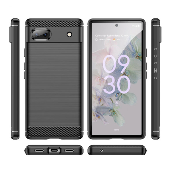 Husa Supreme Carbon compatibila cu Google Pixel 6a, Protectie precisa, Design canelat, Margini ranforsate, Anti-amprente, Negru