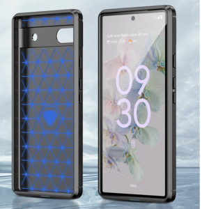 Husa Supreme Carbon compatibila cu Google Pixel 6a, Protectie precisa, Design canelat, Margini ranforsate, Anti-amprente, Negru