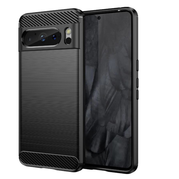 Husa Supreme Carbon compatibila cu Google Pixel 8 Pro, Protectie precisa, Design canelat, Margini ranforsate, Anti-amprente, Negru