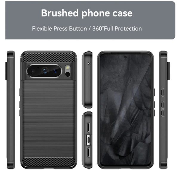 Husa Supreme Carbon compatibila cu Google Pixel 8 Pro, Protectie precisa, Design canelat, Margini ranforsate, Anti-amprente, Negru