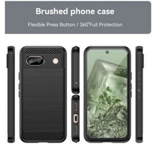 Husa Supreme Carbon compatibila cu Google Pixel 8a, Protectie precisa, Design canelat, Margini ranforsate, Anti-amprente, Negru