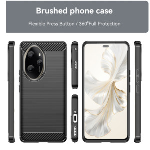 Husa Supreme Carbon compatibila cu Honor 100 Pro, Protectie precisa, Design canelat, Margini ranforsate, Anti-amprente, Negru