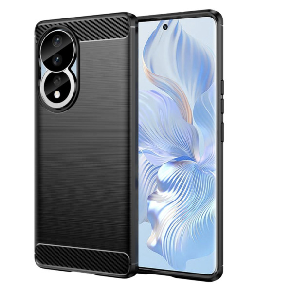 Husa Supreme Carbon compatibila cu Honor 80, Protectie precisa, Design canelat, Margini ranforsate, Anti-amprente, Negru