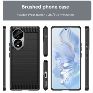 Husa Supreme Carbon compatibila cu Honor 80, Protectie precisa, Design canelat, Margini ranforsate, Anti-amprente, Negru