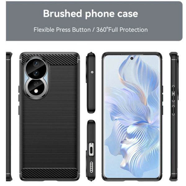 Husa Supreme Carbon compatibila cu Honor 80, Protectie precisa, Design canelat, Margini ranforsate, Anti-amprente, Negru