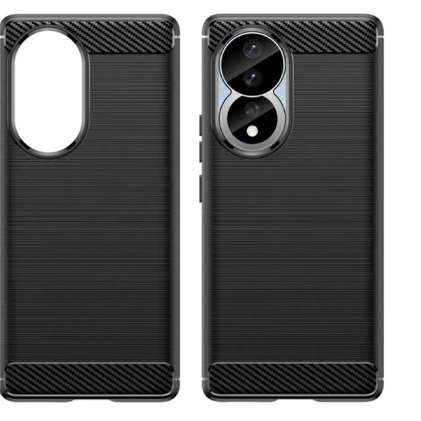 Husa Supreme Carbon compatibila cu Honor 80, Protectie precisa, Design canelat, Margini ranforsate, Anti-amprente, Negru