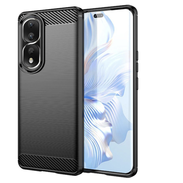 Husa Supreme Carbon compatibila cu Honor 80 Pro, Protectie precisa, Design canelat, Margini ranforsate, Anti-amprente, Negru