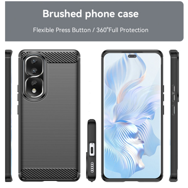 Husa Supreme Carbon compatibila cu Honor 80 Pro, Protectie precisa, Design canelat, Margini ranforsate, Anti-amprente, Negru