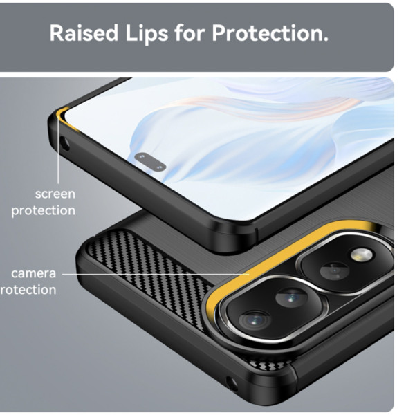 Husa Supreme Carbon compatibila cu Honor 80 Pro, Protectie precisa, Design canelat, Margini ranforsate, Anti-amprente, Negru