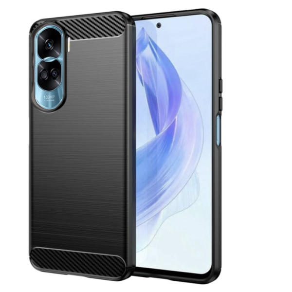 Husa Supreme Carbon compatibila cu Honor 90 Lite, Protectie precisa, Design canelat, Margini ranforsate, Anti-amprente, Negru