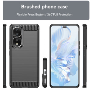 Husa Supreme Carbon compatibila cu Honor 90 Pro, Protectie precisa, Design canelat, Margini ranforsate, Anti-amprente, Negru