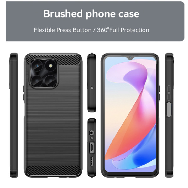 Husa Supreme Carbon compatibila cu Honor X6a, Protectie precisa, Design canelat, Margini ranforsate, Anti-amprente, Negru