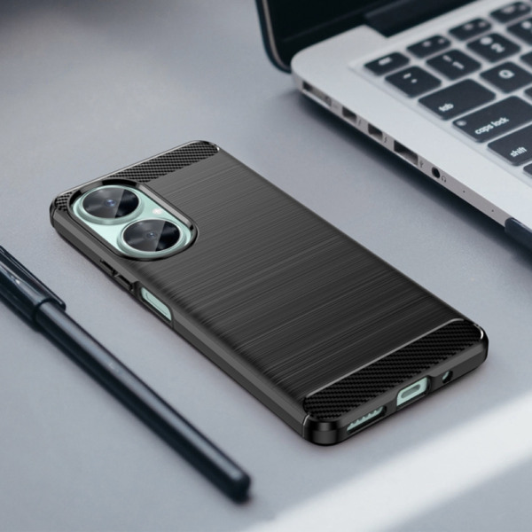 Husa Supreme Carbon compatibila cu Huawei Nova 11i, Protectie precisa, Design canelat, Margini ranforsate, Anti-amprente, Negru