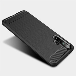 Husa Supreme Carbon compatibila cu Huawei Nova 5T, Protectie precisa, Design canelat, Margini ranforsate, Anti-amprente, Negru