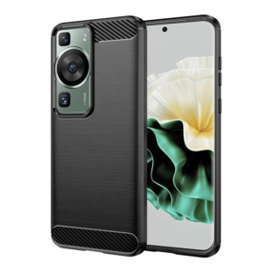 Husa Supreme Carbon compatibila cu Huawei P60 Pro, Protectie precisa, Design canelat, Margini ranforsate, Anti-amprente, Negru