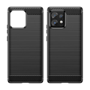 Husa Supreme Carbon compatibila cu Motorola Edge 40 Pro, Protectie precisa, Design canelat, Margini ranforsate, Anti-amprente, Negru