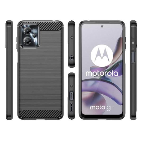 Husa Supreme Carbon compatibila cu Motorola Moto G13, Protectie precisa, Design canelat, Margini ranforsate, Anti-amprente, Negru