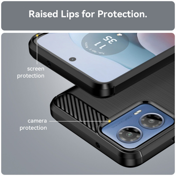 Husa Supreme Carbon compatibila cu Motorola Moto G24, Protectie precisa, Design canelat, Margini ranforsate, Anti-amprente, Negru