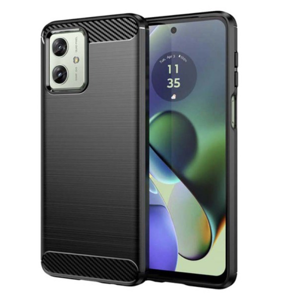 Husa Supreme Carbon compatibila cu Motorola Moto G54, Protectie precisa, Design canelat, Margini ranforsate, Anti-amprente, Negru