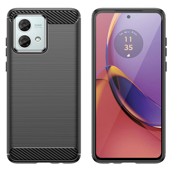 Husa Supreme Carbon compatibila cu Motorola Moto G84, Protectie precisa, Design canelat, Margini ranforsate, Anti-amprente, Negru